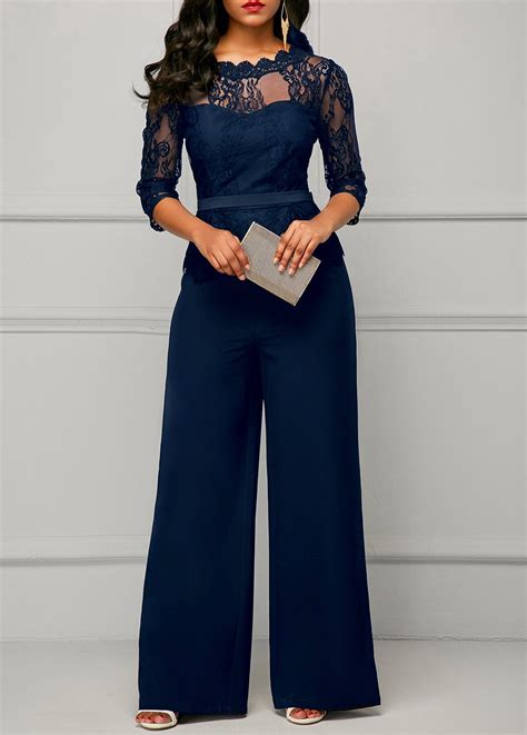 classy navy blue jumpsuit.